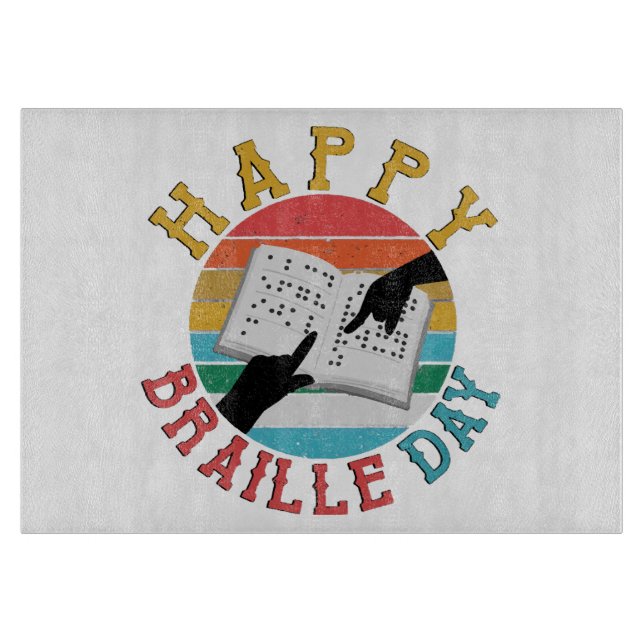 Happy Braille Day Cutting Board (Front)