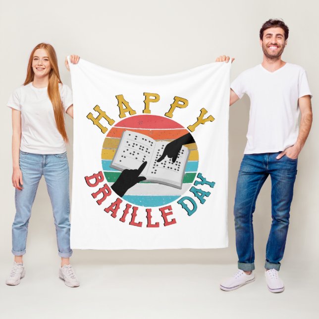 Happy Braille Day Fleece Blanket (In Situ)