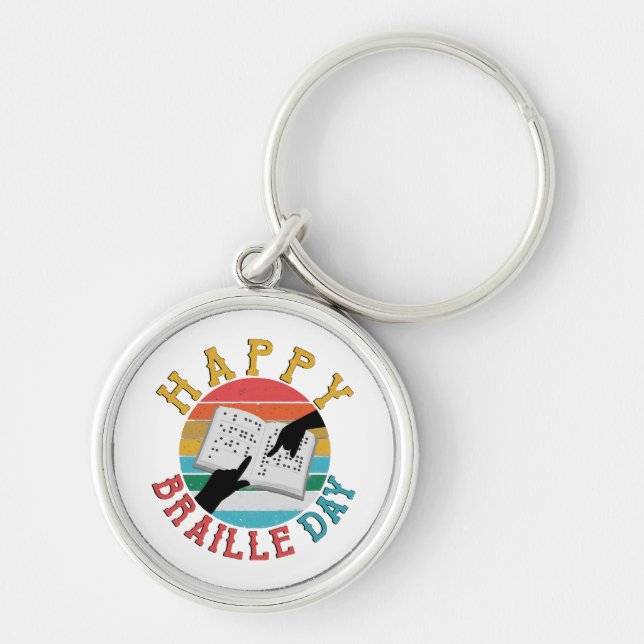 Happy Braille Day Key Ring (Front)