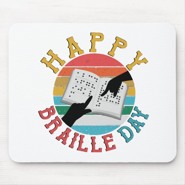 Happy Braille Day Mouse Mat (Front)