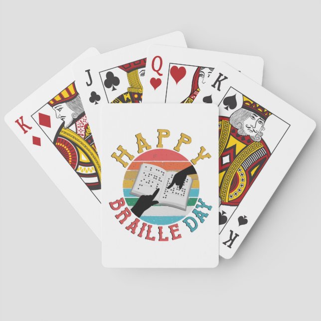 Happy Braille Day Playing Cards (Back)