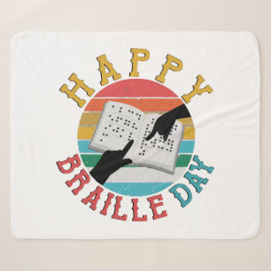 Happy Braille Day Sherpa Blanket
