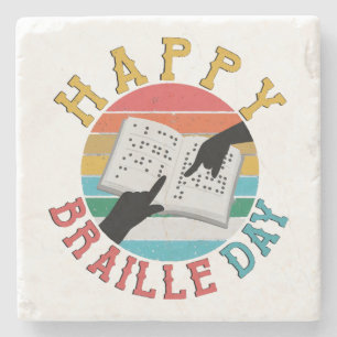Happy Braille Day Stone Coaster