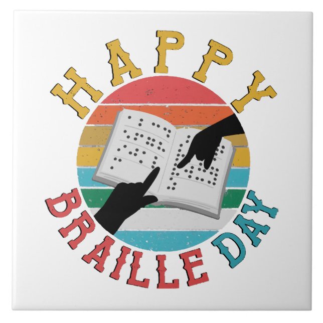 Happy Braille Day Tile (Front)