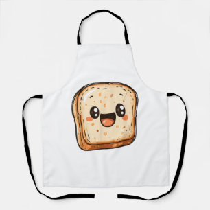 Happy Bread Slice Cartoon Smiling Toast Apron