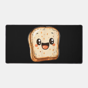 Happy Bread Slice Cartoon Smiling Toast Desk Mat