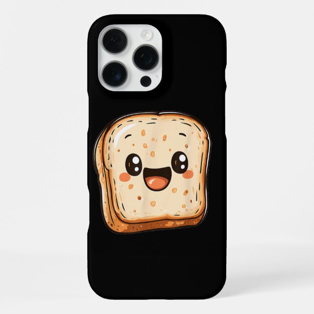 Happy Bread Slice Cartoon Smiling Toast iPhone Case (Back)