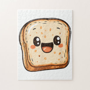 Happy Bread Slice Cartoon Smiling Toast Jigsaw Puzzle