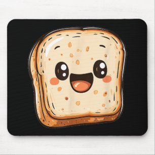 Happy Bread Slice Cartoon Smiling Toast Mouse Mat