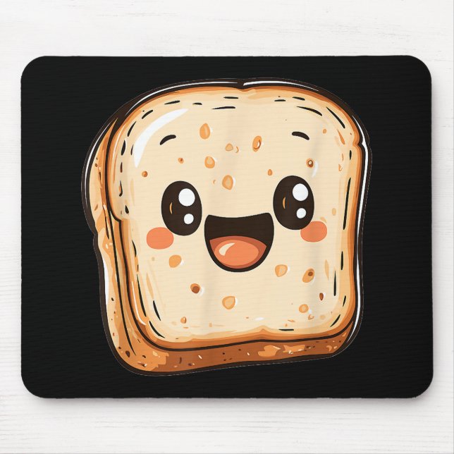 Happy Bread Slice Cartoon Smiling Toast Mouse Mat (Front)