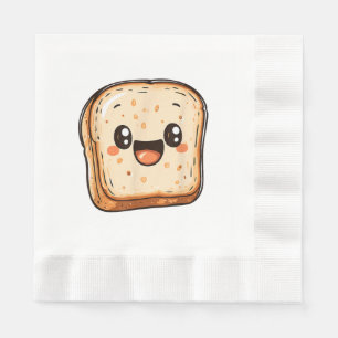 Happy Bread Slice Cartoon Smiling Toast Napkin