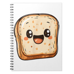 Happy Bread Slice Cartoon Smiling Toast Notebook