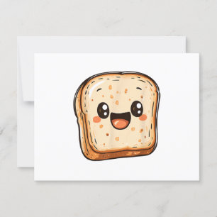 Happy Bread Slice Cartoon Smiling Toast RSVP Card