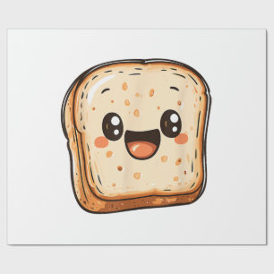 Happy Bread Slice Cartoon Smiling Toast Wrapping Paper