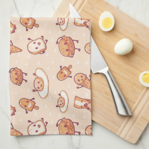 happy breakfast tea towel