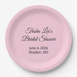 Happy Bridal Shower Pink Paper Plate