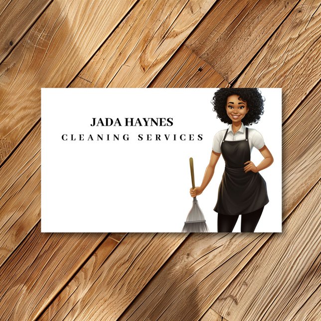 Happy Bright Clean Cleaning Lady Services  Business Card (Creator Uploaded)