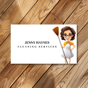 Happy Bright Clean Cleaning Lady Services  Business Card