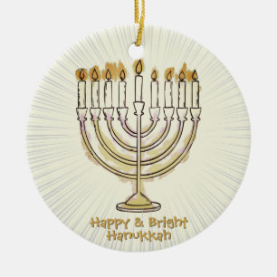 Happy & Bright Hanukkah Lovely Ceramic Tree Decoration