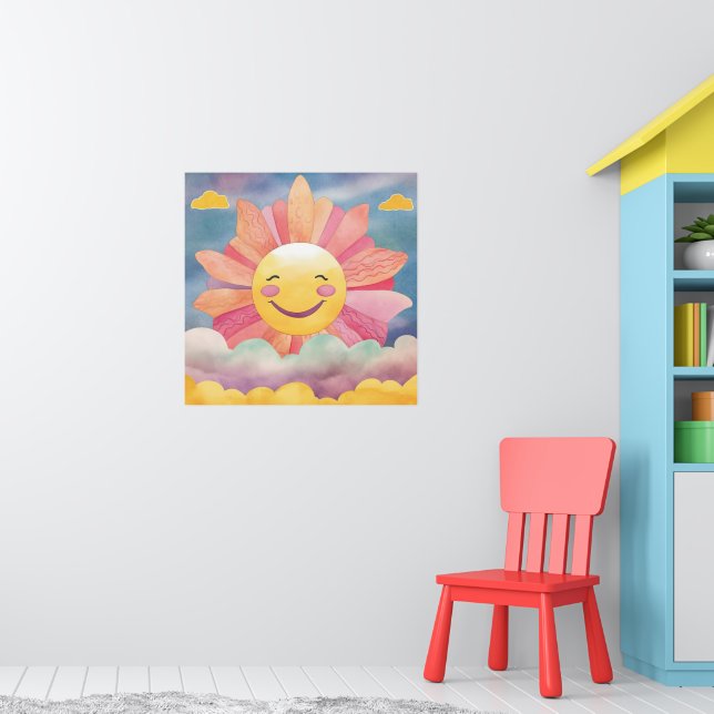 Happy, Bright Sun in Clouds Nursery Poster (Nursery 1)