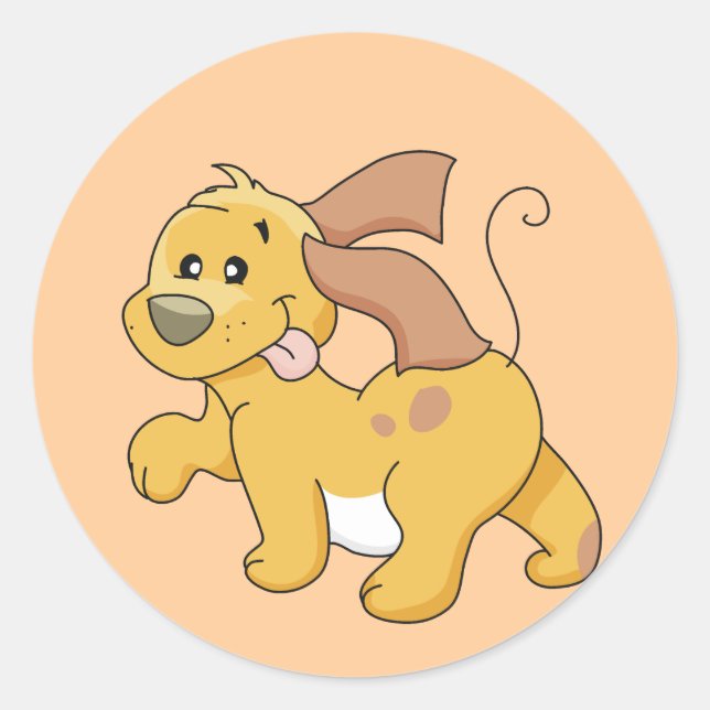 Happy Brown Dog Tshirts and Gifts Classic Round Sticker (Front)