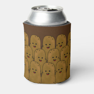 Happy Brown Funny Potatoes In A Group Can Cooler