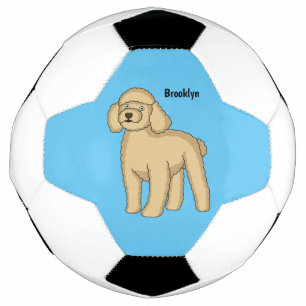 Happy brown poodle cartoon illustration football