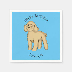 Happy brown poodle cartoon illustration napkin
