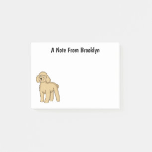 Happy brown poodle cartoon illustration post-it notes