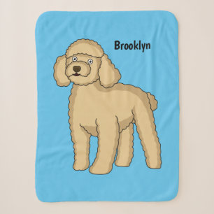 Happy brown poodle cartoon illustration sherpa blanket