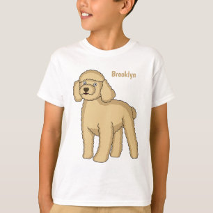 Happy brown poodle cartoon illustration T-Shirt
