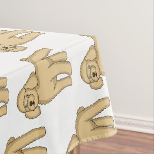 Happy brown poodle cartoon illustration tablecloth
