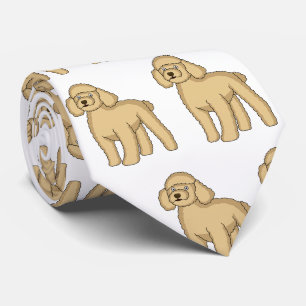 Happy brown poodle cartoon illustration tie