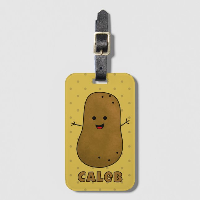 Happy Brown Potato Personalised Luggage Tag (Front Vertical)