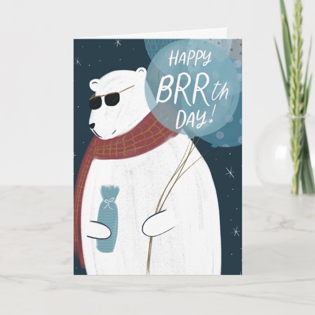Happy BRRth Day Polar Bear Birthday Greeting Card (Front)