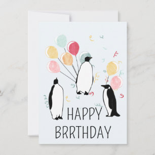 Happy BRRthday Penguin Winter Birthday Balloons    Card