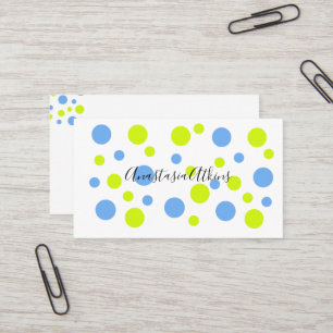 Happy Bubbles Blue Yellow Pattern Business Card