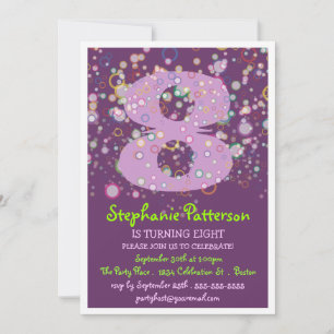 Happy Bubbles! Colourful Number Birthday Party Invitation