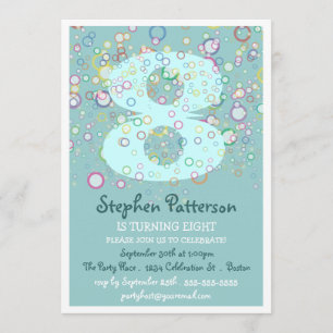 Happy Bubbles! Colourful Number Birthday Party Invitation