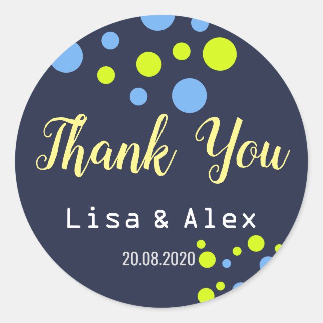 Happy Bubbles Thank You Wedding Sticker (Front)