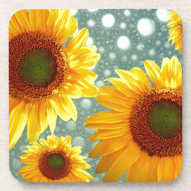 Happy Bubbly Sunflowers Coaster (Front)