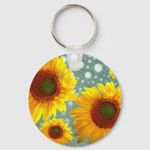 Happy Bubbly Sunflowers Key Ring