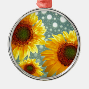 Happy Bubbly Sunflowers Metal Tree Decoration