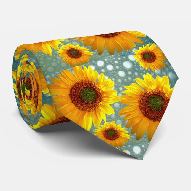 Happy Bubbly Sunflowers Tie (Rolled)
