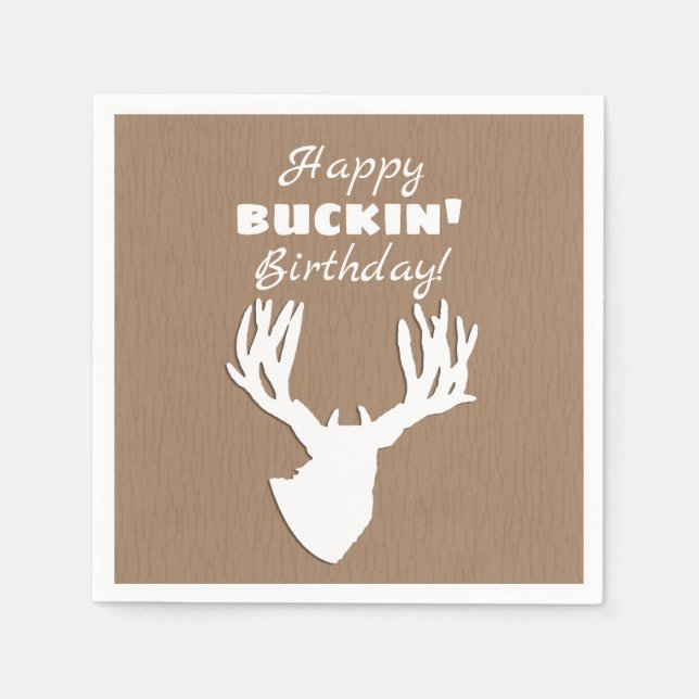 Happy Buckin Birthday Hunter Napkin (Front)