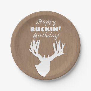 Happy Buckin' Birthday Hunting Paper Plate