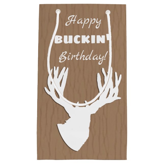 Happy Buckin Birthday Hunting Small Gift Bag (Front)