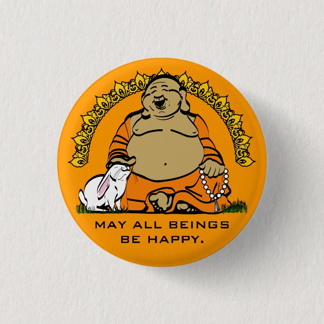 HAPPY BUDDHA 3 CM ROUND BADGE (Front)