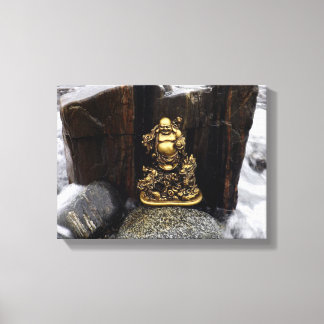 Happy Buddha Among the Crashing Waves Canvas Print