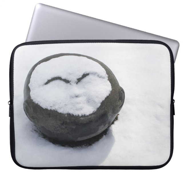 Happy Buddha With Snow Facial Laptop Sleeve (Front)